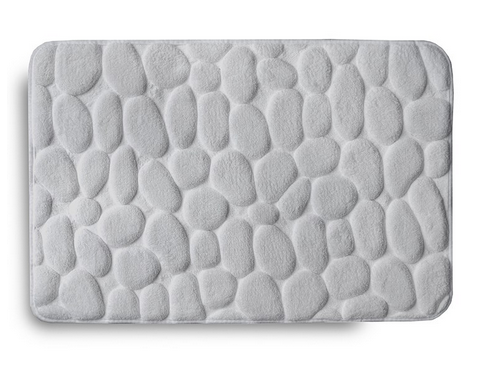 Harman Embossed Stone Memory Foam Bath Mat, Grey 20x32