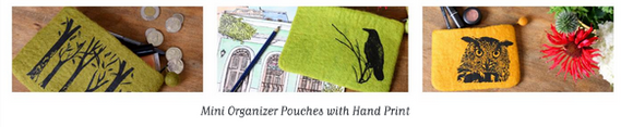 Mini Felt Organizer Hand Printed Nature Series, Assorted