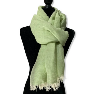 Dandarah Linen Handwoven Scarf - Pistachio