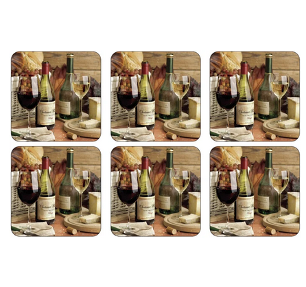 Pimpernel Cork-Backed Coaster Set, 6pc - Artisanal Wine