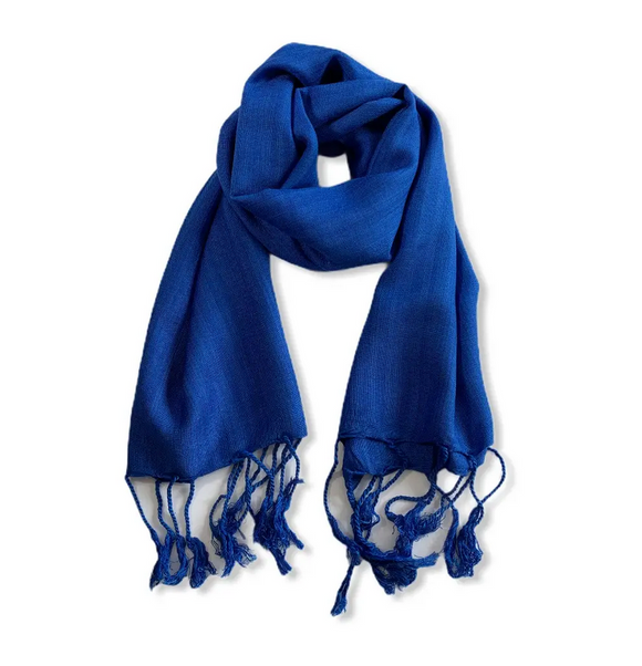 Dandarah Small Solid Handwoven Scarf - Blue