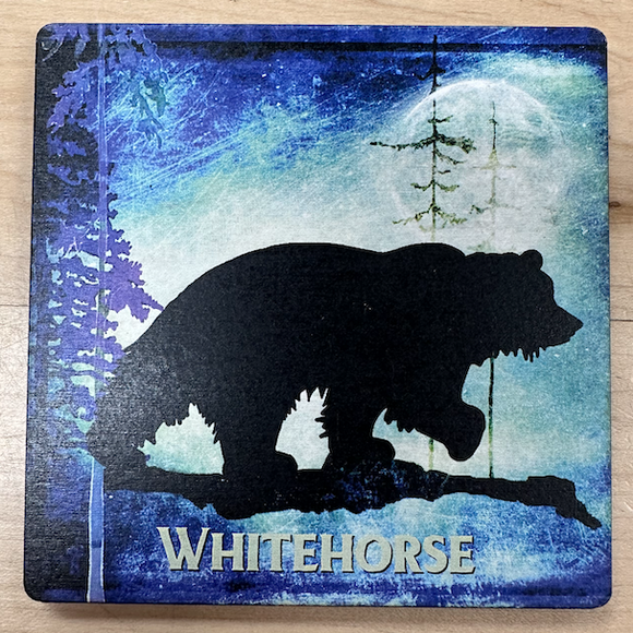 Wooden Coaster, Midnight Bear - Whitehorse