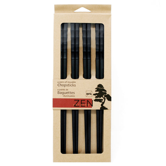 ZEN Reusable Chopsticks, 4 Pair Black