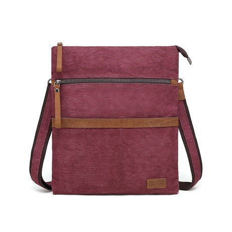 Cotton/Linen Purse/Shoulder Bag, Burgundy