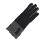 RMO Ladies Black & Grey Wool Dress Gloves, Large