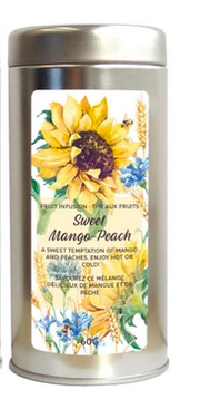 Sunflowers and Bees Tea Tin, Sweet Mango Peach Fruit Tea