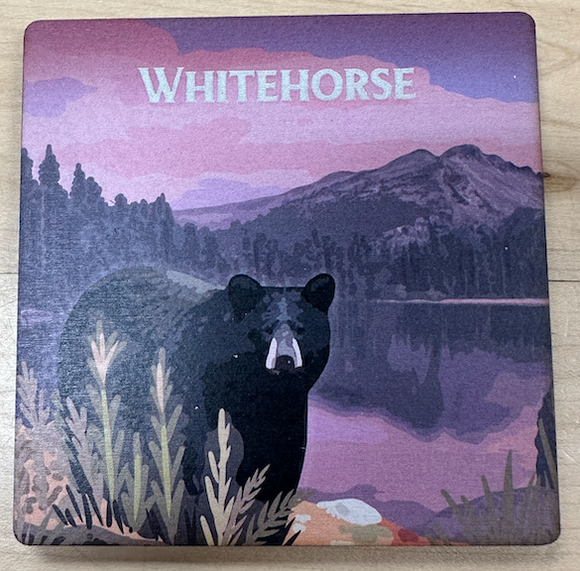 Wooden Coaster, Purple Sunset Bear - Whitehorse
