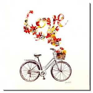'Bicycle Love' Wood Print, 16x16"