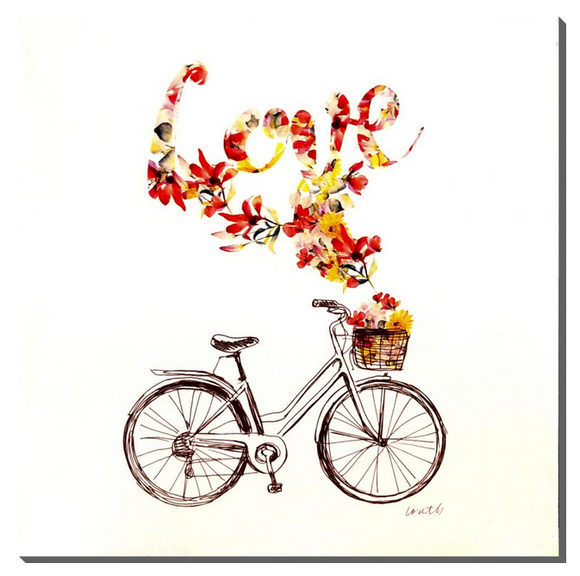'Bicycle Love' Wood Print, 16x16