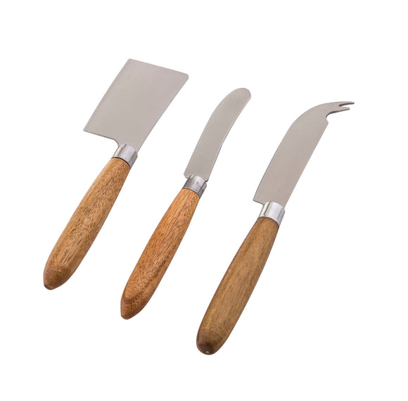 Fine Foods Acacia Wood Cheese Knife Set, 3pc