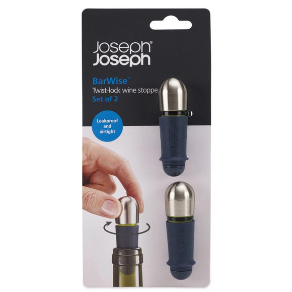 BarWise Twist-Lock Wine Stoppers, Set of 2 by Joseph Joseph