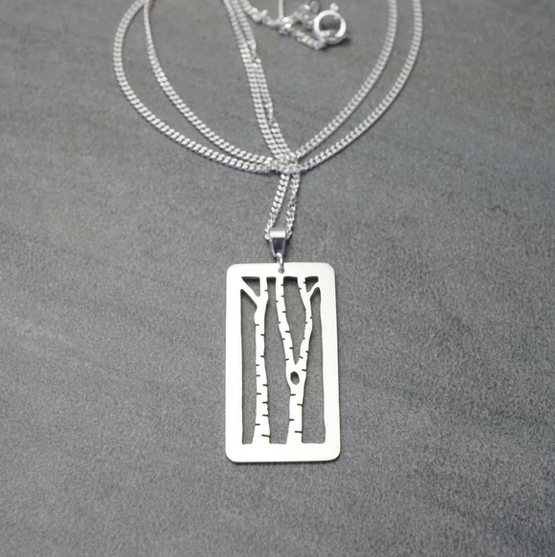 Argent Whimsy Birch Tree Pendant w/Chain