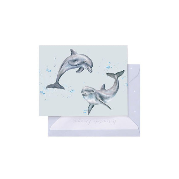 Wrendale Mini Greeting Card, Flippin Around (Dolphin)