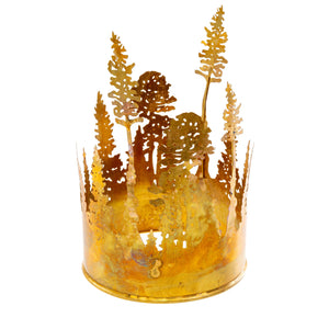 Indaba Winter Forest Iron Silhouette Votive, 4.5" Dia