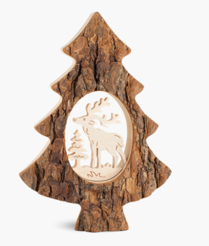 Bark Tree w/Laser-Cut Deer Scene, 18.5cm