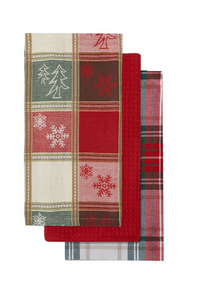 Harman Christmas Check Tea Towel Set, 3pc
