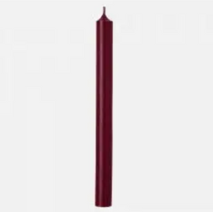 10" Dark Red Crown Stearin Wax Taper Candle, Single