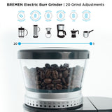 Grosche Bremen Electric Coffee/Spice Burr Grinder, Black