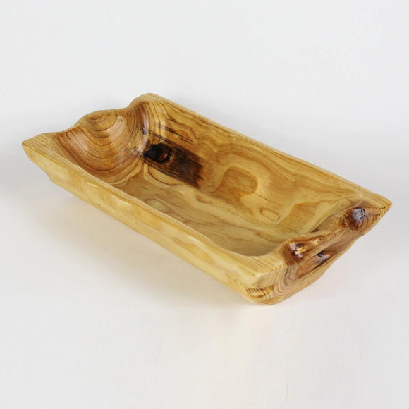 Hand-Crafted Root Wood Live Edge Bowl - Rectangular