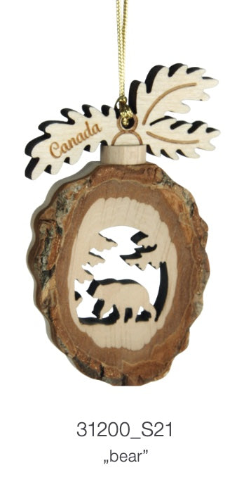 EuroLiving Bark Ornament Pinecone, Bear