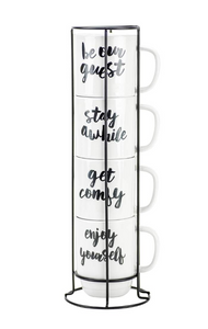 Stacking 'Expressions' Mugs With Stand, Set of 4