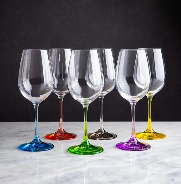 Bohemia Crystal Rainbow White Wine Glass Set, 6pc 350ml