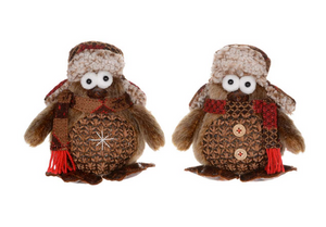 Brown Owl With Winter Hat/Scarf Plush Toy, 7" Assorted