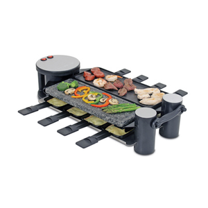 Swivel Raclette 8 Person Party Grill (half hotstone, half cast aluminum plate)