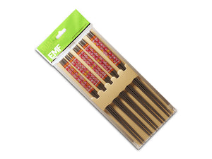 Stainless Steel Chopsticks w/Red Detail, 5 Pair, Hollow 22.5cm