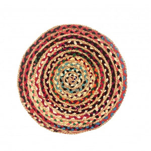 Braided Chindi Rug w/Jute, 24" Round Shape Multi-Colour