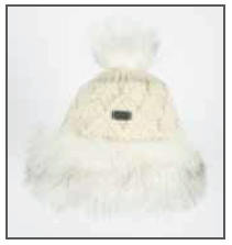 Rocky Mountain Outfitters Cream Beanie w/White Fur Trim & Pom Pom