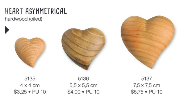 Euroliving Asymmetrical Wooden Heart 7.5cm