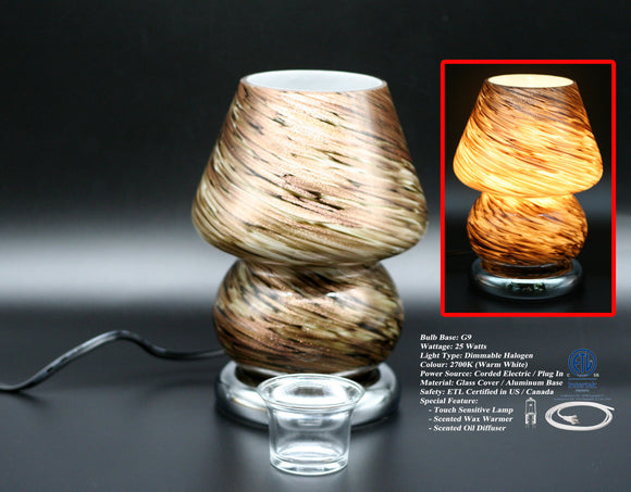 Touch Sensor Glass Lamp – Bronze Glitter Murano Stripe 9