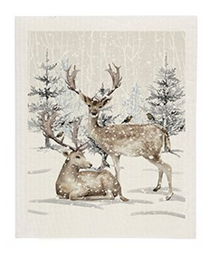 Reindeer in Forest Swedish Sponge Cloth