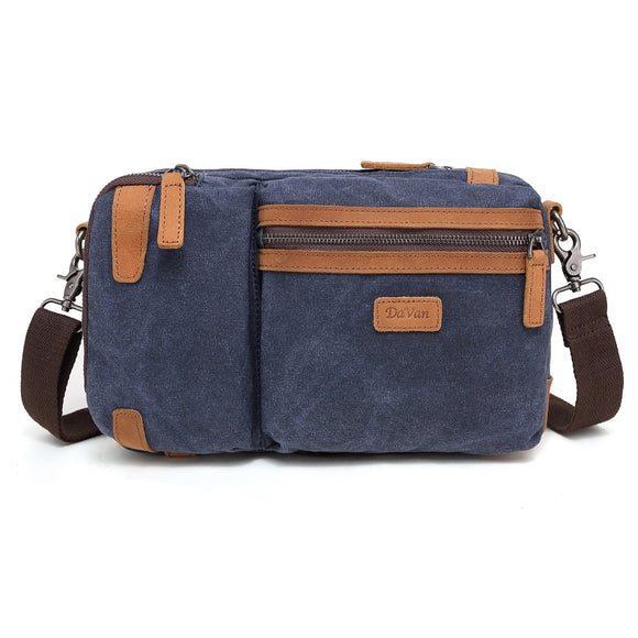 Waxed Canvas Shoulder/Sling/Backpack, Blue