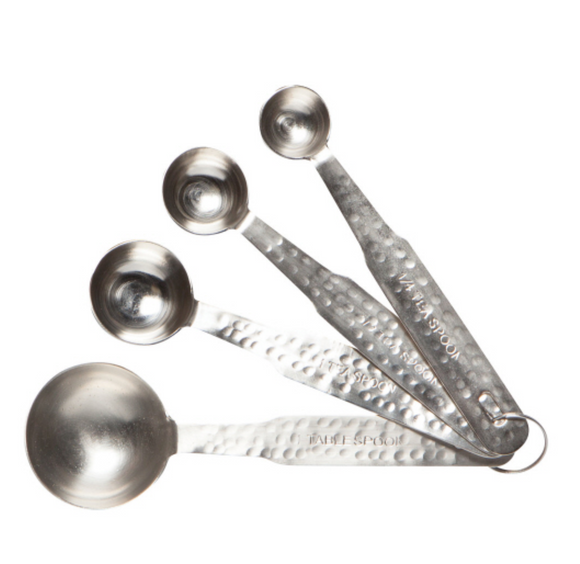 Danica Heirloom Measuring Spoon Set, Hammered Silver  4pc