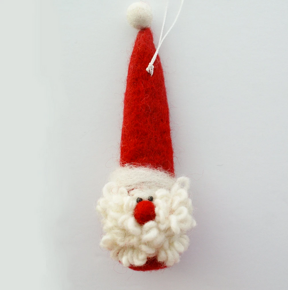 Hamro Felt Ornament, Santa with Curly Beard