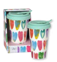 IHR Travel Mug, Rainbow Hearts 250ml