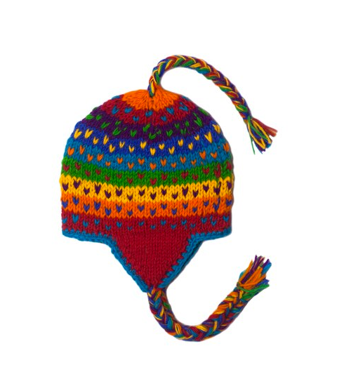 Wool Knitted Sherpa Hat, Kids Size - Rainbow