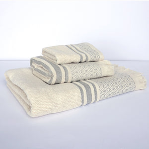 Lisbon Hand Towel, Grey/Natural 16x28"