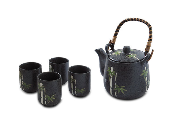 Black Bamboo Tea Set, 5pc in Gift Box