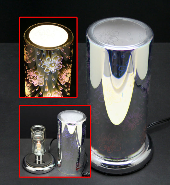 Touch Sensor Glass Lamp – 3D Flower w/Scented Oil Holder 11