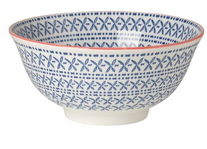 Now Designs Blue Cross Stamped Bowl, 6"