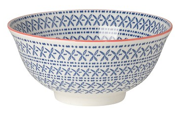 Now Designs Blue Cross Stamped Bowl, 6