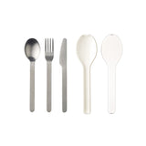Ellipse Cutlery Set, 3pc White (Knife, Fork, Spoon & Holder)