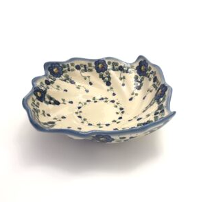 Blue Poppies Wavy Square Serving Bowl, 9x9