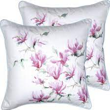 IHR Throw Pillow, Magnolia Poesie (White) 16x16"