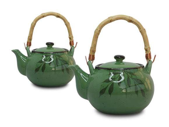 Green Bamboo Porcelain Japanese Style Teapot w/Strainer, 850ml