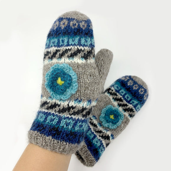 Hamro Knitted Mittens, Indigo