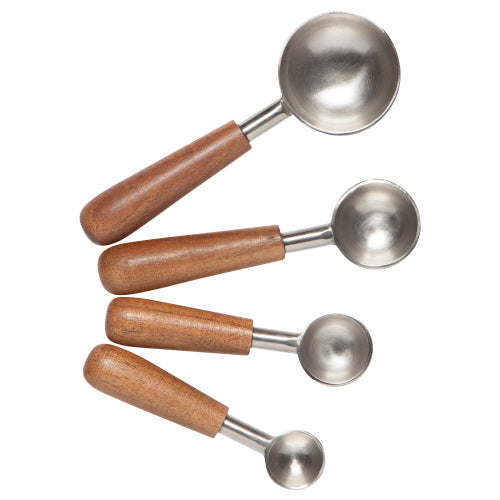 Danica Heirloom Measuring Spoon Set, Wood & Silver 4pc